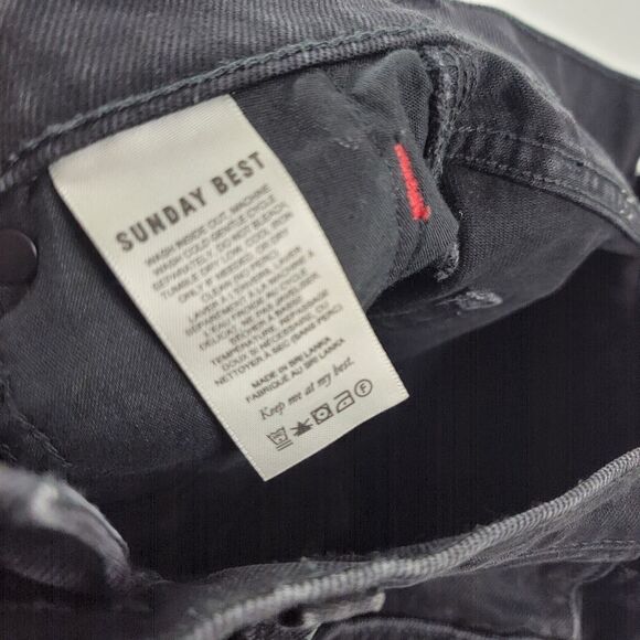 Sunday Best Aritzia High Rise Wide Leg Black Denim Jeans Womens Size 0 - Picture 7 of 16